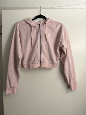 Gymshark Pink Cropped Zip-Up Hoodie